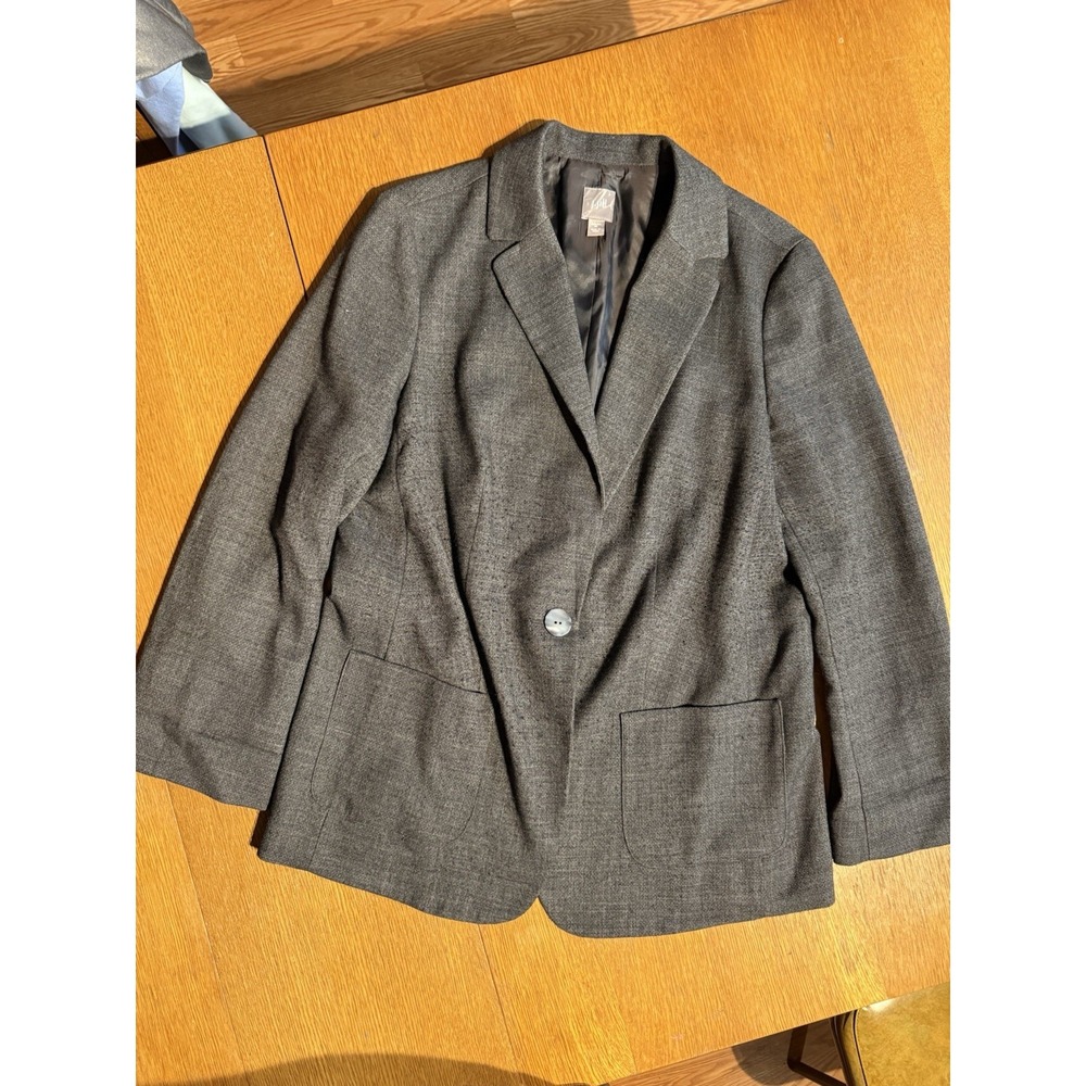 J Jill Gray Blazer Jacket Business Casual‎ Women Size M Stretch One Button